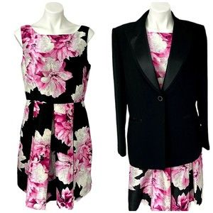 Lot of 2 Christopher Banks Womens Dress Blazer Combo Size 14 Pink Floral Summer